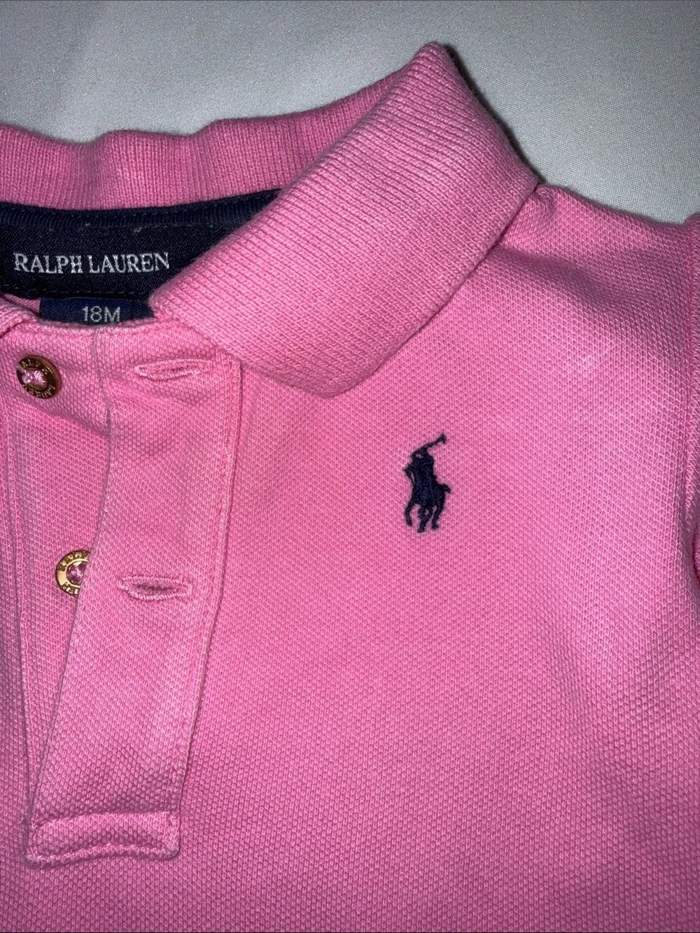 Ralph Lauren Baby Girls Pink Long-Sleeve Polo Long Sleeve Shirt